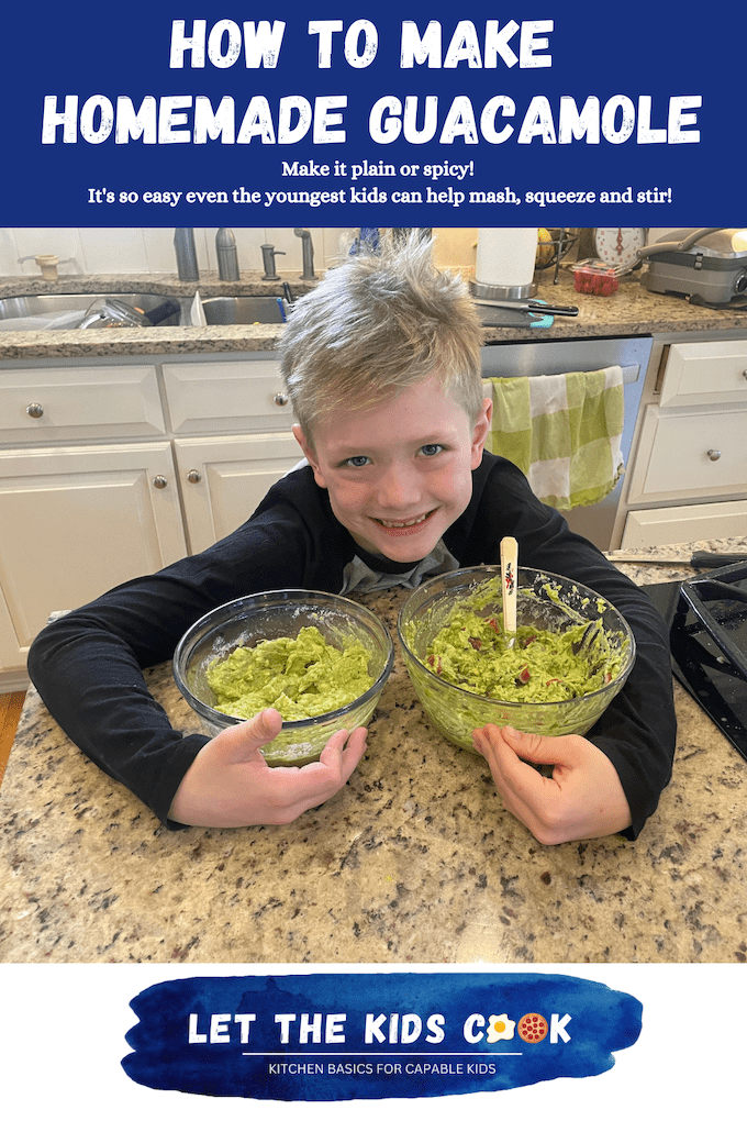 Learn how to make easy homemade guacamole. Kids can make a simple, basic version or try spicing it up to serve to adults!
